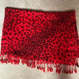 Red Leopard Print Scarf